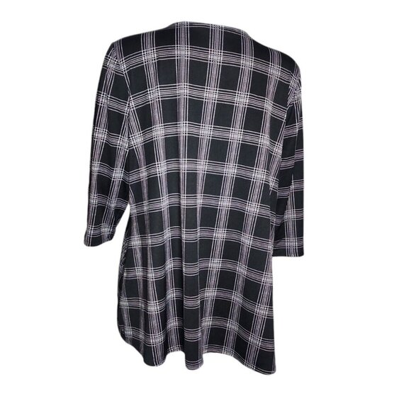 Croft & Barrow Top Womens Size XXL Black White Plaid Look 3/4 Sleeve Pullover - Picture 3 of 7